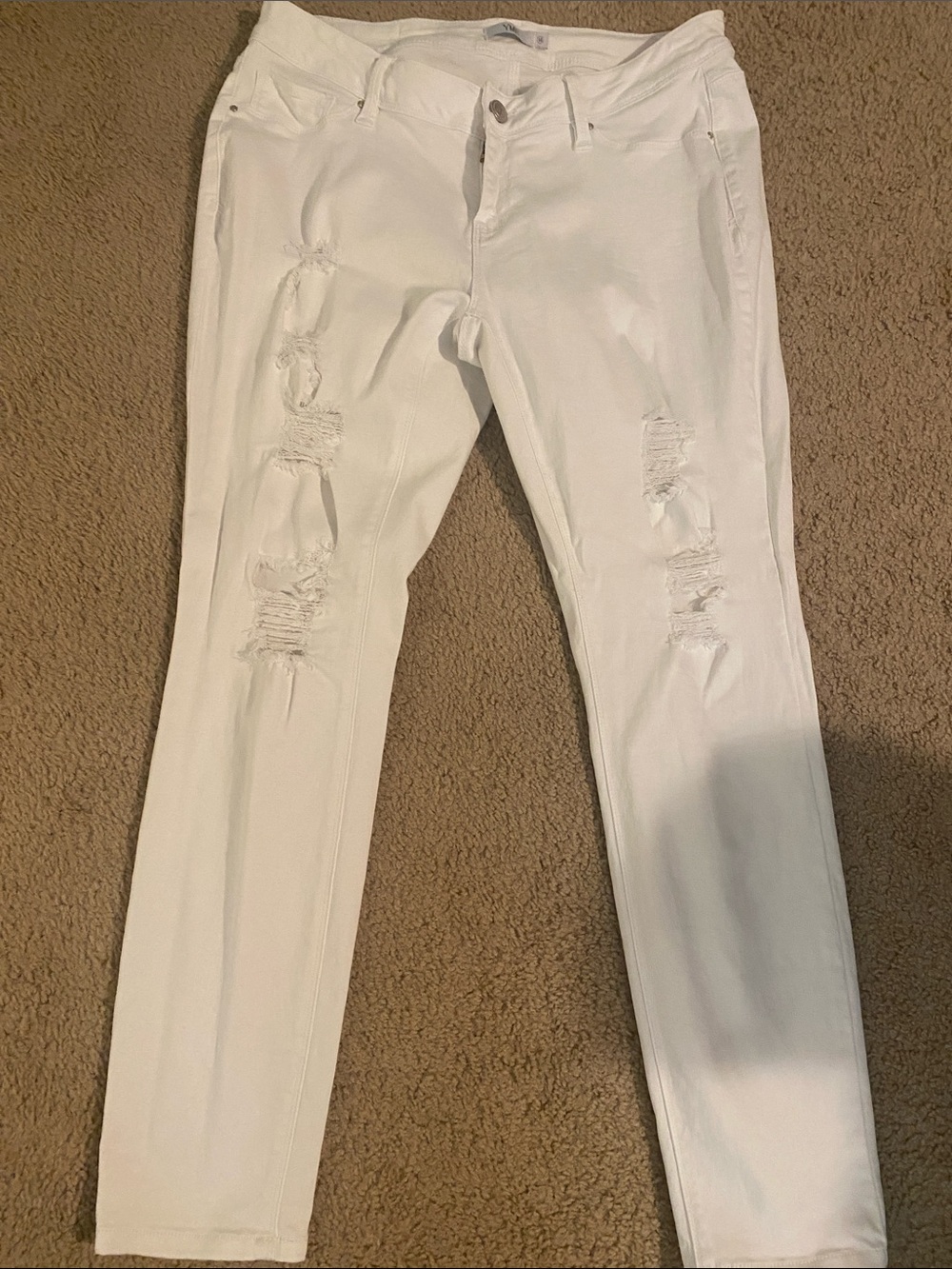 YMI White Distressed Skinny Jeans